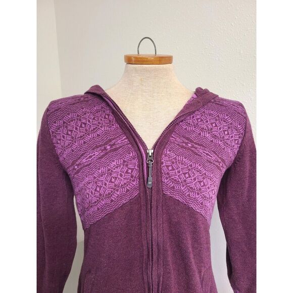 Athleta Zip Up Scandinavian Nordic Hoodie SMALL Purple Wool Blend Pockets S Warm - Picture 2 of 8